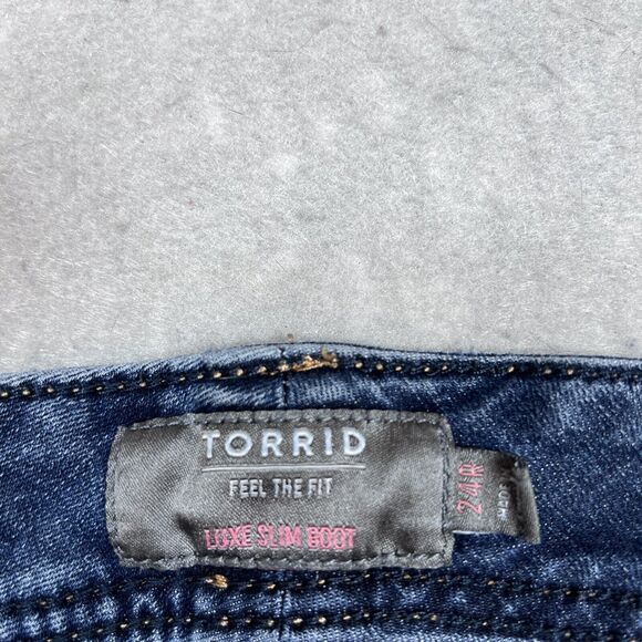 Torrid Jeans Womens Size 24R Luxe Slim Boot Dark Wash Stretch Denim Jeans - Picture 9 of 11